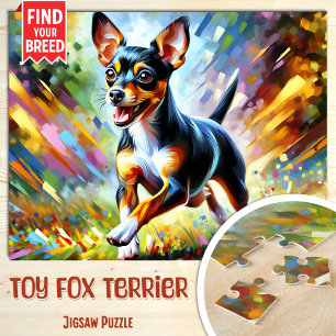 Toy Fox Terrier Dog Portrait Acrylic Art Print Dog Jigsaw Puzzle