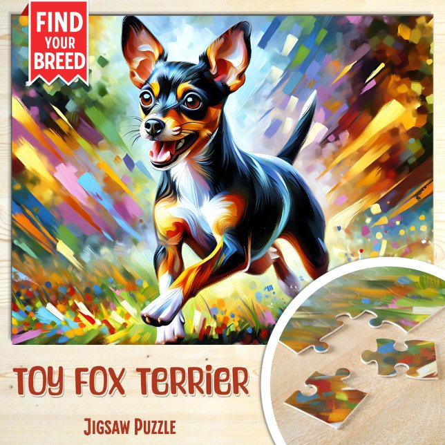Toy Fox Terrier Dog Portrait Acrylic Art Print Dog Jigsaw Puzzle (Creator Uploaded)