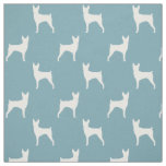 Toy Fox Terrier Dog Silhouettes Blue and White Fabric