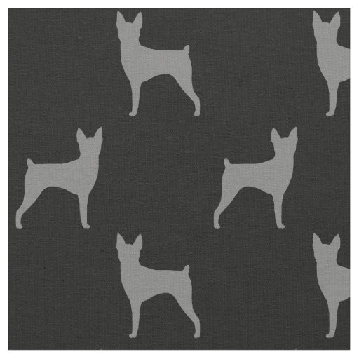 Toy Fox Terrier Dog Silhouettes Patterned Fabric