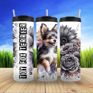 Toy Fox Terrier Floral Fun Thermal Tumbler