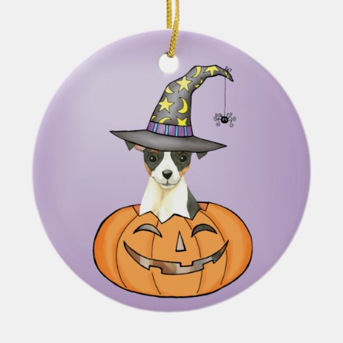 Toy Fox Terrier Halloween Ceramic Ornament