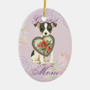Toy Fox Terrier Heart Mom Ceramic Ornament