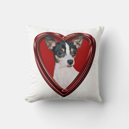 Toy Fox Terrier In Heart Throw Pillow