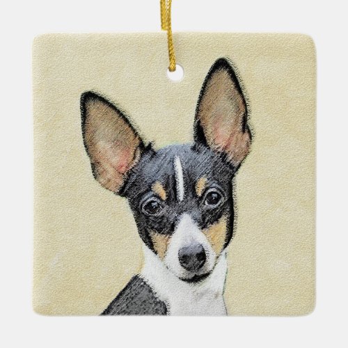 Toy Fox Terrier Painting _ Cute Original Dog Art Ceramic Ornament