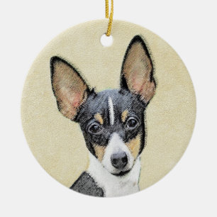 Toy Fox Terrier Painting - Cute Original Dog Art Ceramic Ornament