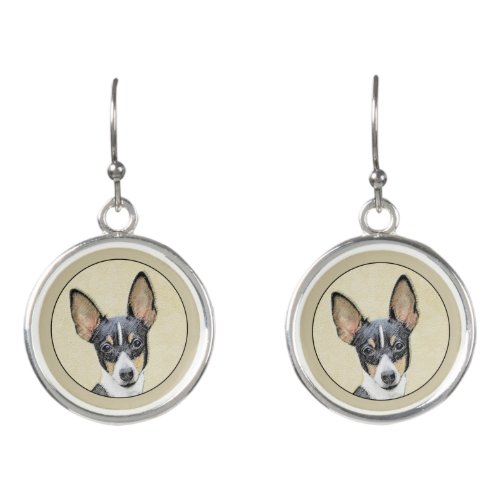 Toy Fox Terrier Painting _ Cute Original Dog Art Earrings