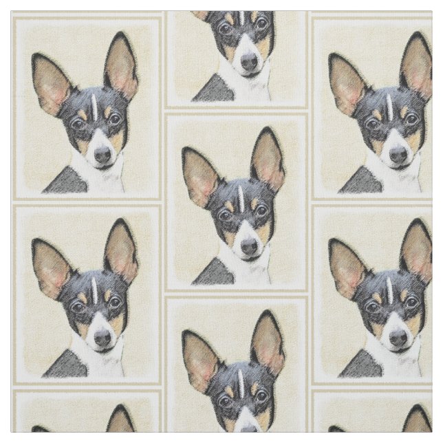 Toy Fox Terrier Painting - Cute Original Dog Art Fabric (Swatch)