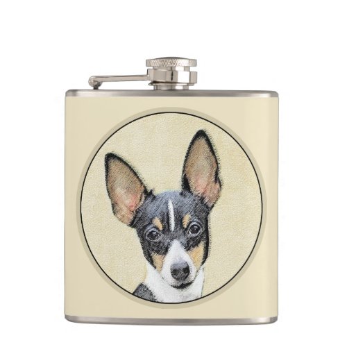 Toy Fox Terrier Painting _ Cute Original Dog Art Flask
