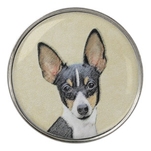 Toy Fox Terrier Painting - Cute Original Dog Art Golf Ball Marker