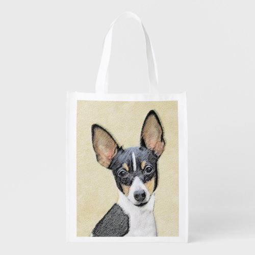 Toy Fox Terrier Painting _ Cute Original Dog Art Grocery Bag