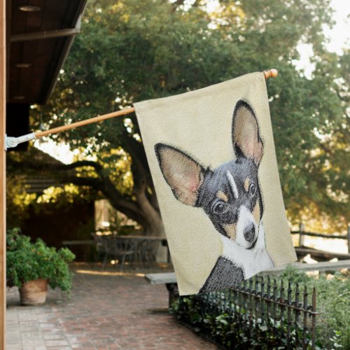 Toy Fox Terrier Painting _ Cute Original Dog Art House Flag