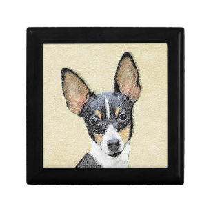 Toy Fox Terrier Painting - Cute Original Dog Art Jewelry Box