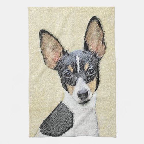 Toy Fox Terrier Painting _ Cute Original Dog Art Kitchen Towel
