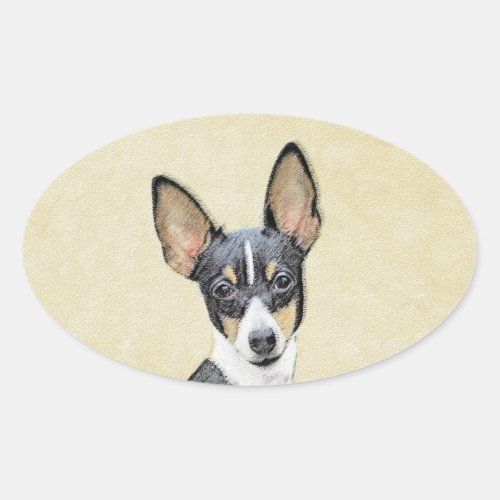 Toy Fox Terrier Painting _ Cute Original Dog Art Oval Sticker