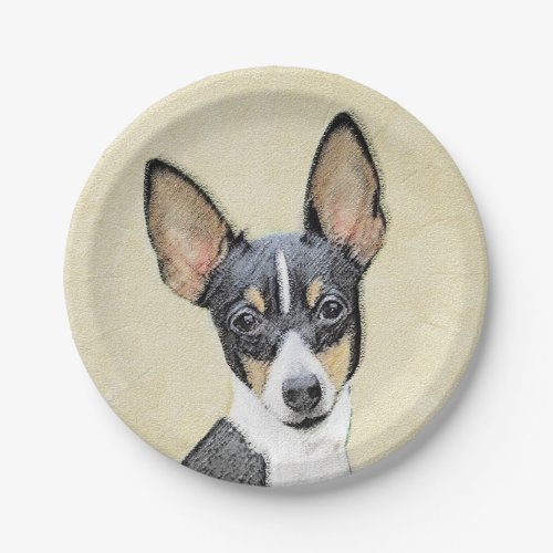 Toy Fox Terrier Painting _ Cute Original Dog Art Paper Plates