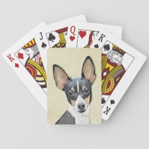 Toy Fox Terrier Painting - Cute Original Dog Art Playing Cards