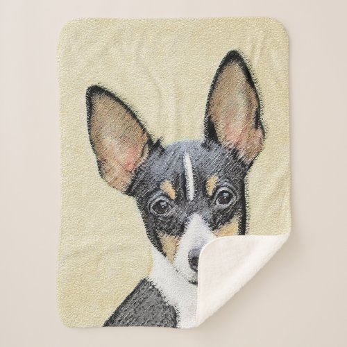 Toy Fox Terrier Painting _ Cute Original Dog Art Sherpa Blanket