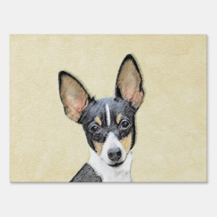 Toy Fox Terrier Painting - Cute Original Dog Art Sign