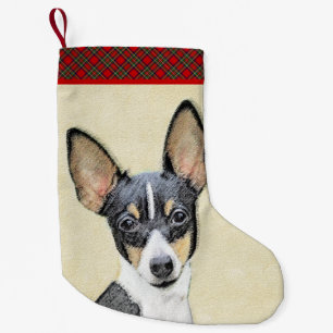 Toy Fox Terrier Painting - Cute Original Dog Art Small Christmas Stocking