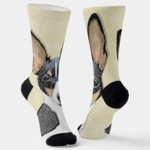 Toy Fox Terrier Painting - Cute Original Dog Art Socks