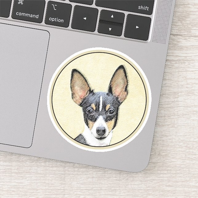 Toy Fox Terrier Painting - Cute Original Dog Art Sticker (Detail)
