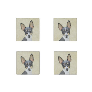 Toy Fox Terrier Painting - Cute Original Dog Art Stone Magnet