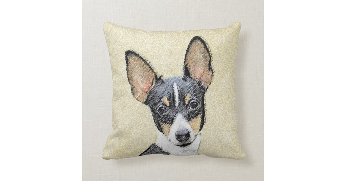 Toy Fox Terrier Painting Cute Original Dog Art Throw Pillow Zazzle Com