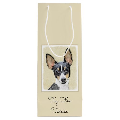 Toy Fox Terrier Painting _ Cute Original Dog Art Wine Gift Bag