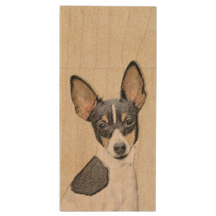 Toy Fox Terrier Painting - Cute Original Dog Art Wood Flash Drive