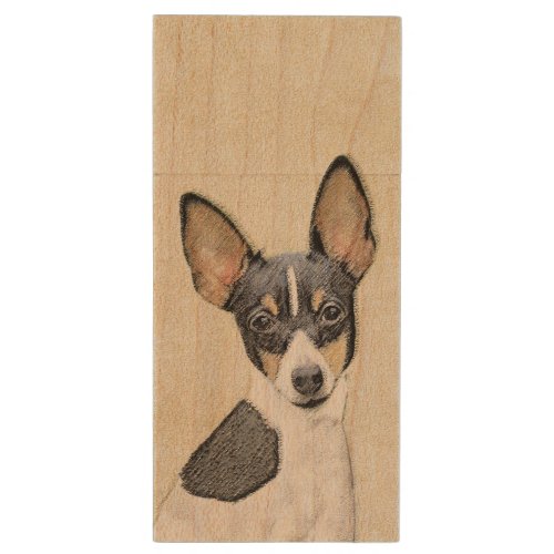 Toy Fox Terrier Painting _ Cute Original Dog Art Wood Flash Drive