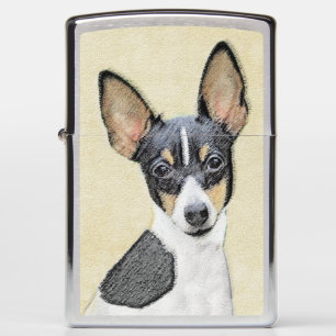 Toy Fox Terrier Painting - Cute Original Dog Art Zippo Lighter