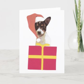Toy Fox Terrier Santa Hat Holiday Card by walkandbark at Zazzle