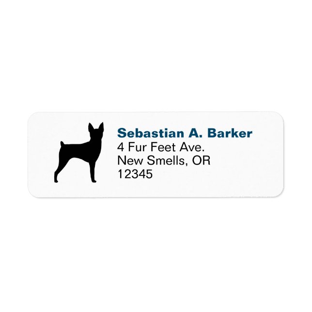 Toy Fox Terrier Silhouette Return Address Custom Label (Front)