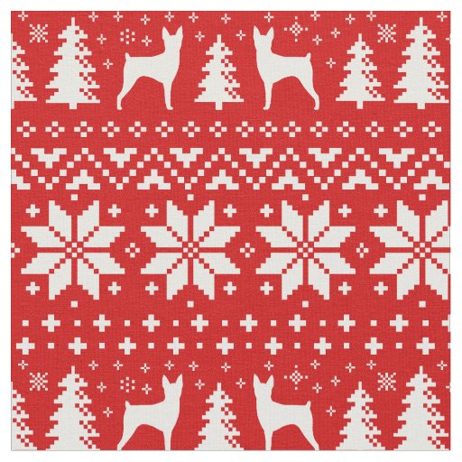 Toy Fox Terrier Silhouettes Christmas Holiday Xmas Fabric
