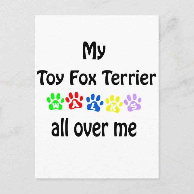 Toy Fox Terrier Walks Design Postcard (Front)