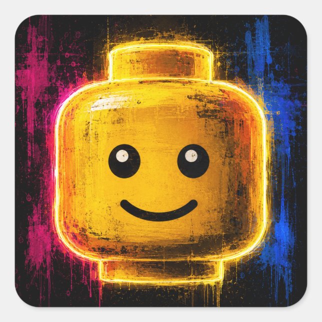 Toy LEGO Head Square Sticker (Front)