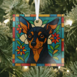 Toy Manchester Terrier Dog &quot;Stained Glass&quot; Glass Ornament
