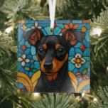 Toy Manchester Terrier Dog &quot;Stained Glass&quot; Glass Ornament