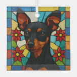 Toy Manchester Terrier Dog &quot;Stained Glass&quot; Glass Ornament