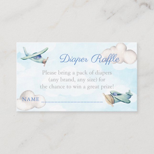 Toy Plane Bring A Pack Of Diapers Baby Shower Enclosure Card (Front)