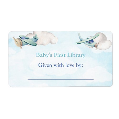 Toy Plane Clouds Sky Travel Adventure Baby Shower Label