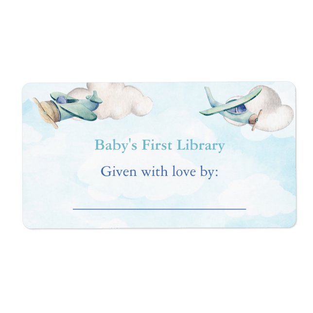 Toy Plane Clouds Sky Travel Adventure Baby Shower Label (Front)