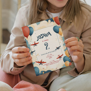 Toy Planes and Balloons Kids Birthday Party Invitation