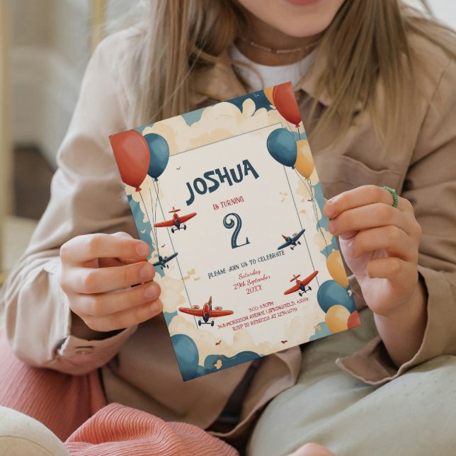 Toy Planes and Balloons Kids Birthday Party Invitation (Creator Uploaded)