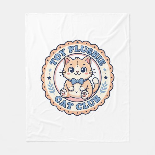 Toy Plushie Cat Cute Cat T-Shirt Design - Toy Plus Fleece Blanket