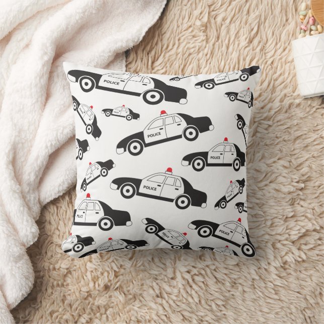 Toy Police Car Design Throw Pillow (Blanket)