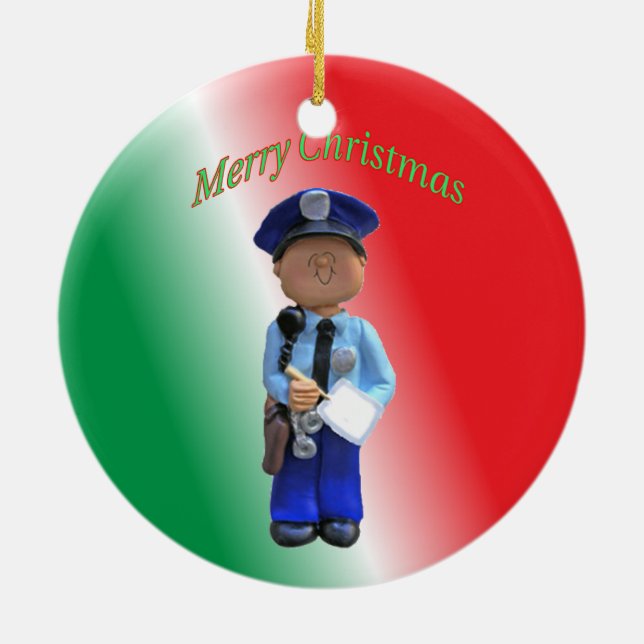 Toy Policeman Custom Christmas Ornament (Back)