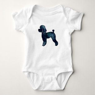 Toy Poodle Black Watercolor Silhouette Baby Bodysuit