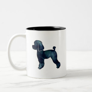 Toy Poodle Black Watercolor Silhouette Two-Tone Coffee Mug
